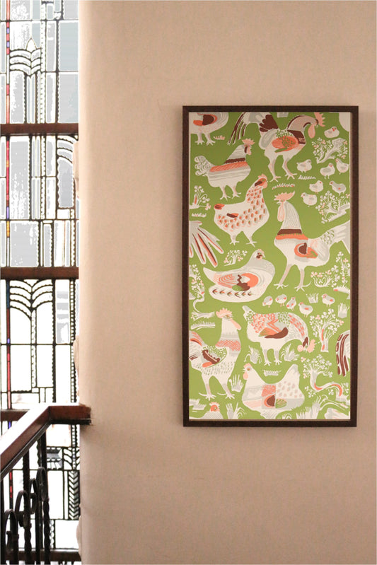 "Chickens in Clover" - Wallpaper Swatch